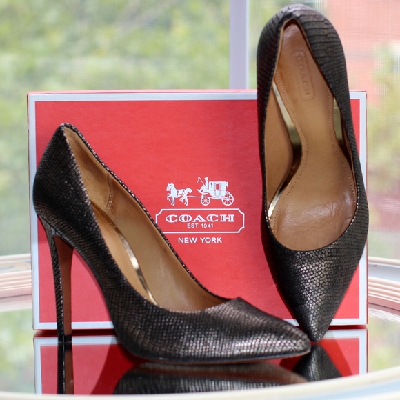 Coach Shoes - Coach Fawna Gunmetal Embossed Foil Snake Print